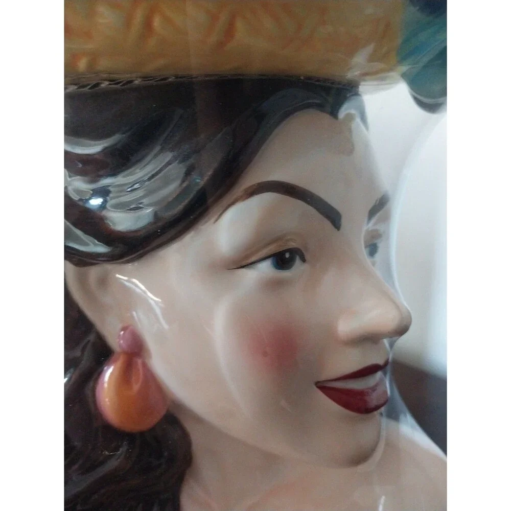Rare Carmen Miranda Tropical Lady Ceramic Cookie Jar Fruit Hat Original Unopened